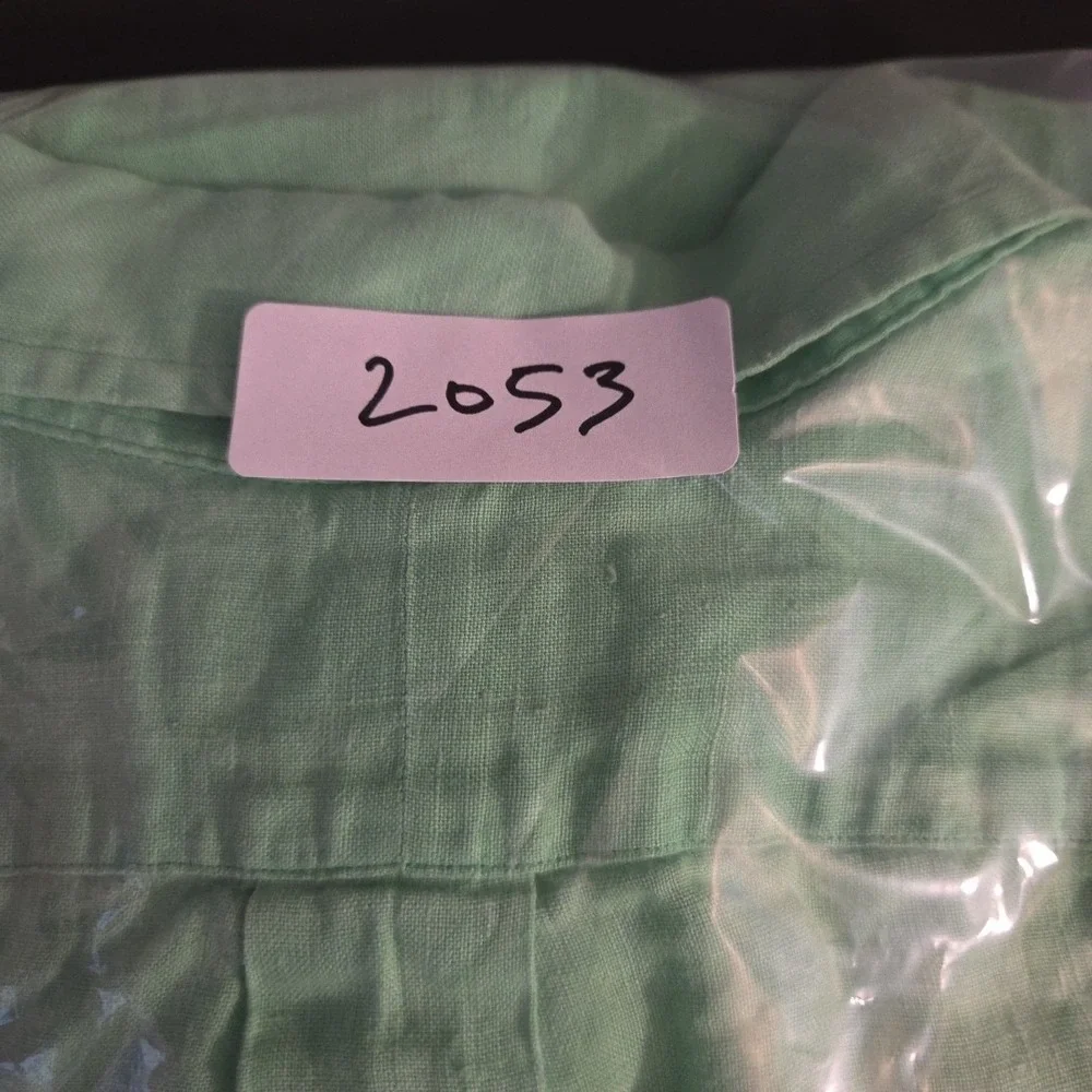 VTG Polo Ralph Lauren 100% Linen Short Sleeve‎ Button Down Shirt Size XL Green